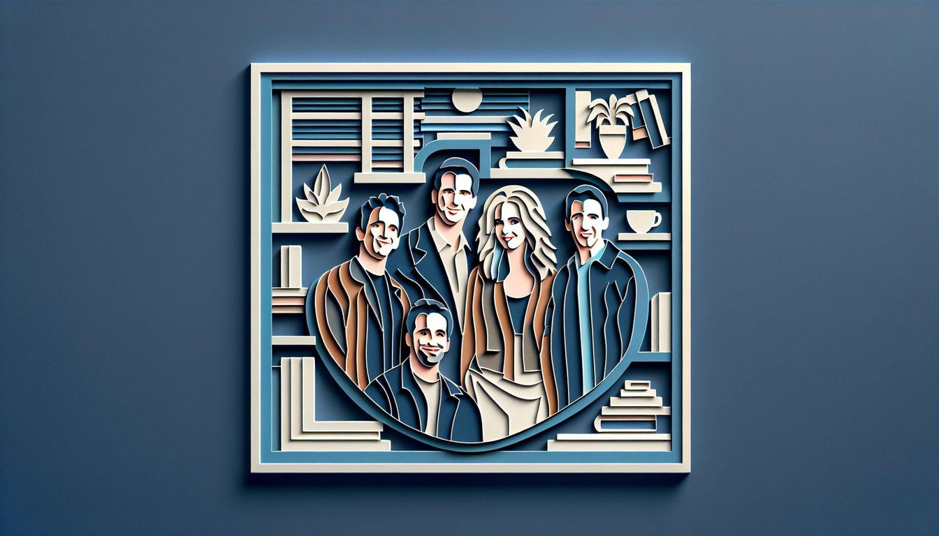 Seinfeld character quiz paper art illustration on dark blue background