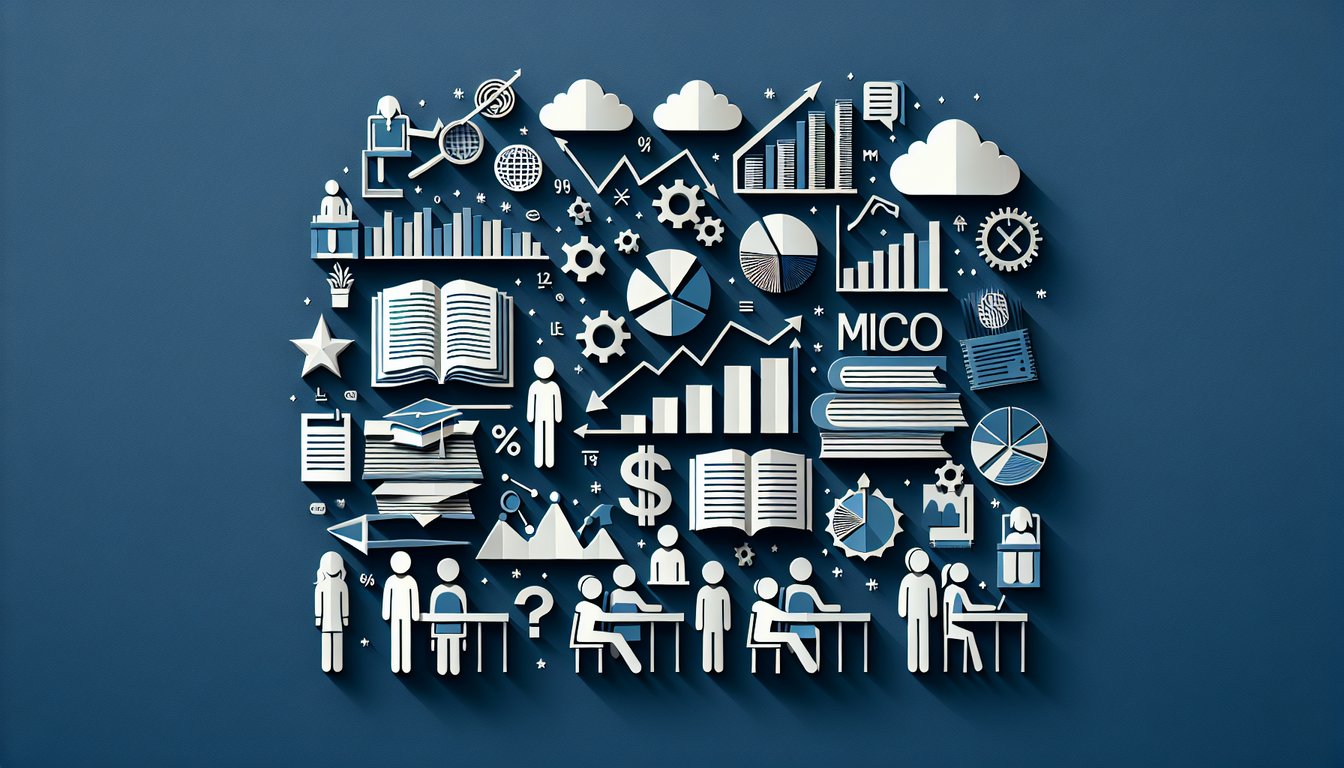 Colorful paper art promoting AP Micro MCQ Blitz, a fast-paced microeconomics quiz for students.