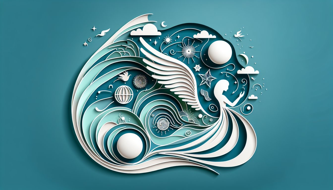 Paper art illustration for Am I an Earth Angel quiz on teal background