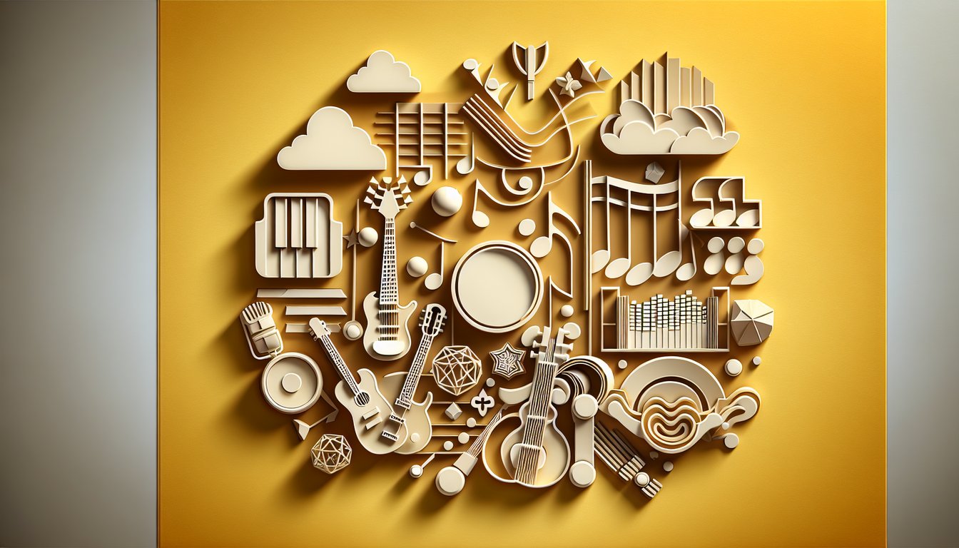 Paper art illustration for Katy Perry quiz on golden yellow background