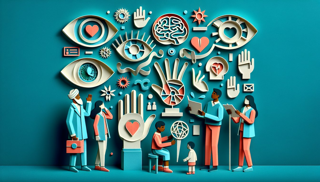 paper art collage of body part icons on teal background invites users to find which body part matches their personality