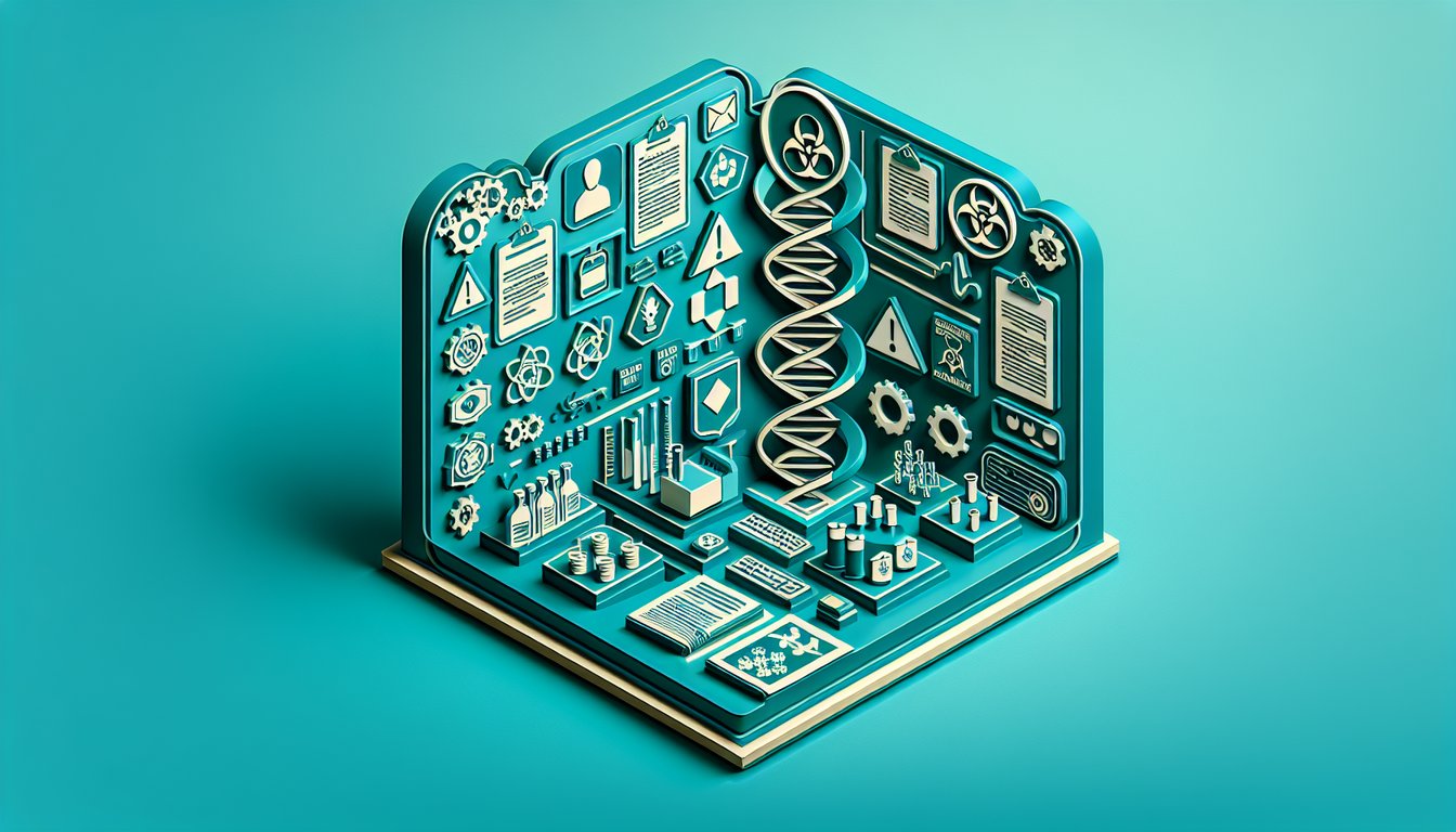 Paper art quiz title with AFOSH duties AFI 90-821 compliance safety and hazard communication icons on teal background