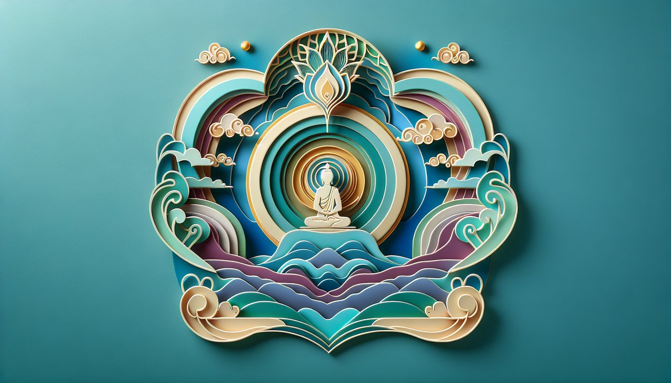 Paper art illustration for faith-based quiz on teal background