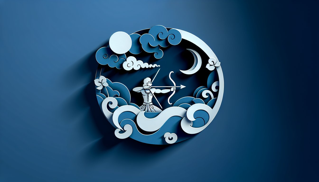 Paper art illustration for Rama character quiz on a dark blue background