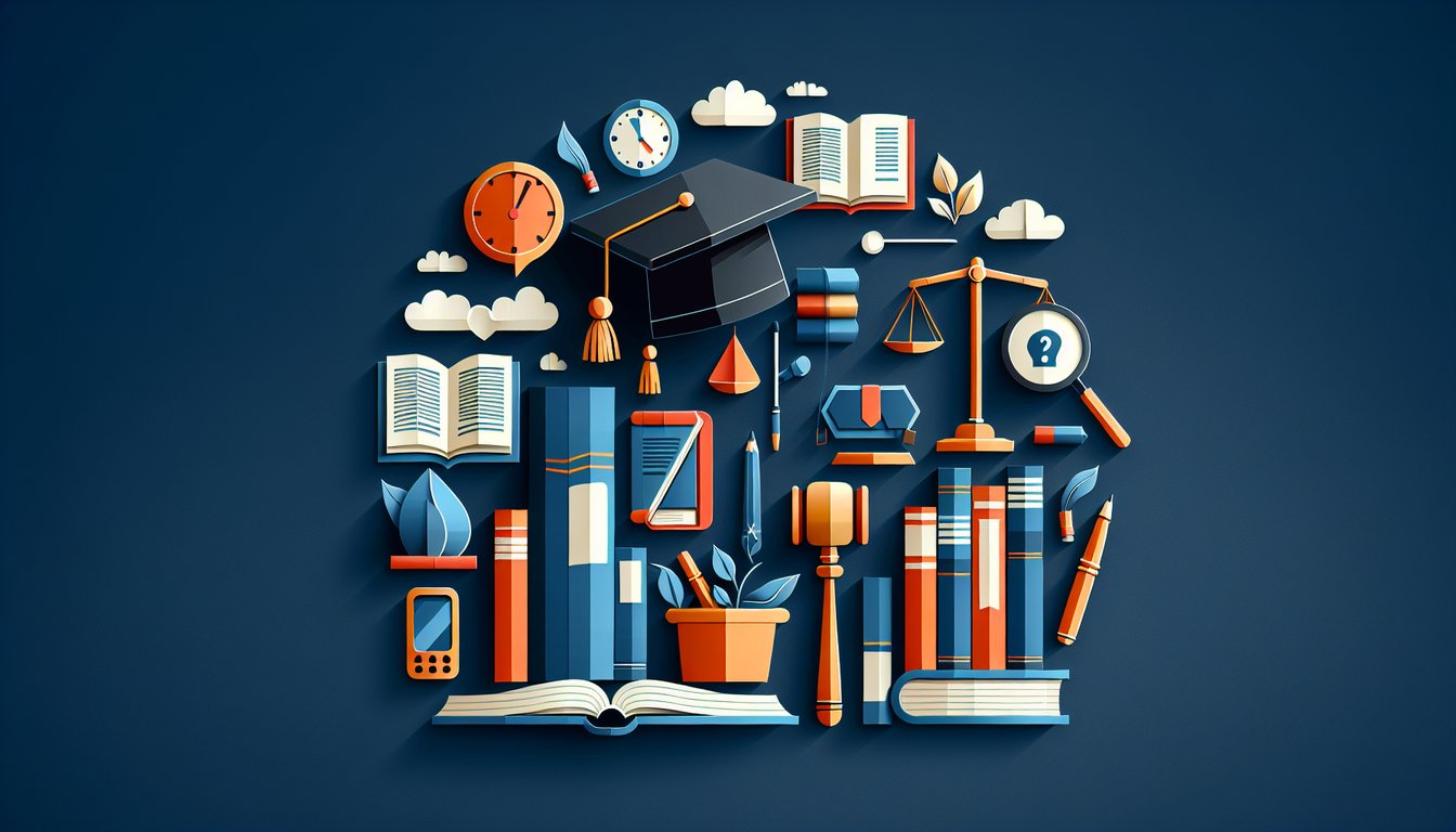 Colorful paper art illustrating a quiz on Legal Continuing Education Knowledge Test