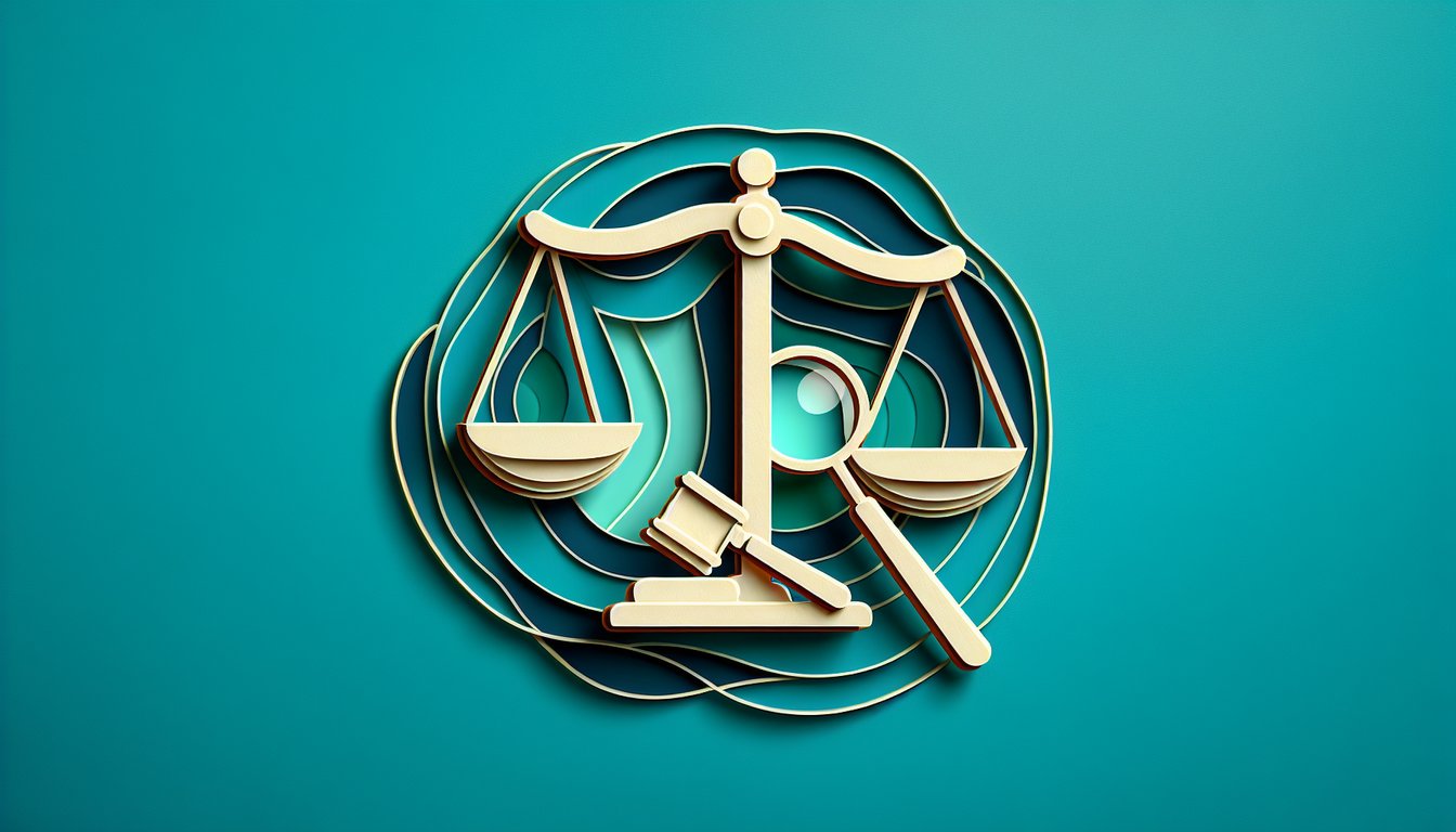 Paper art illustration for Innocent or Guilty quiz testing judgment and perception on teal background