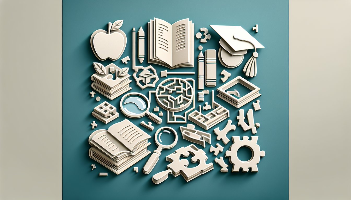 Paper art illustration of books pencils and numbers over teal background promoting free i ready quiz for 4th grade readiness
