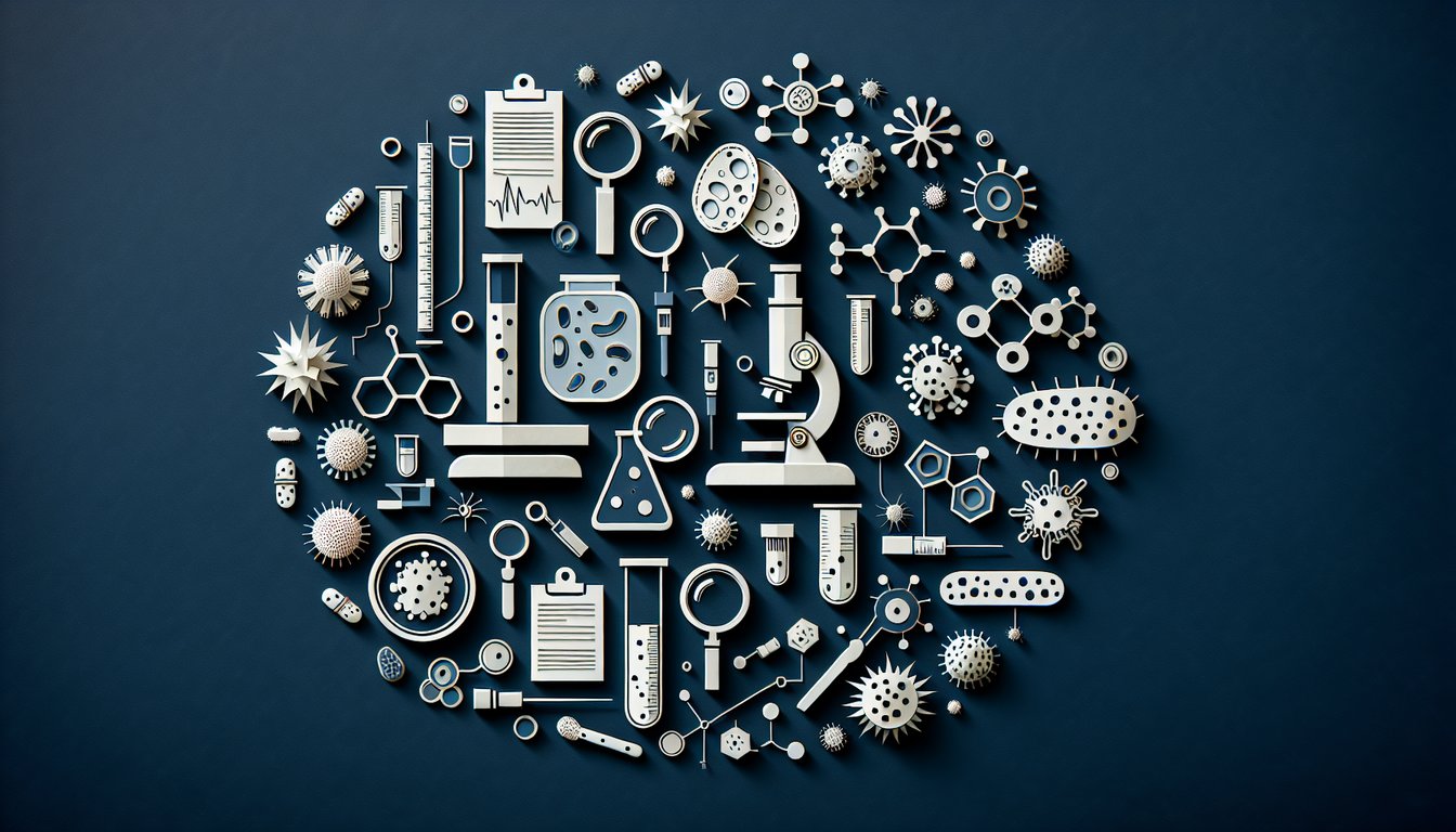3D voxel art showcasing various aspects of Microbiology course study.