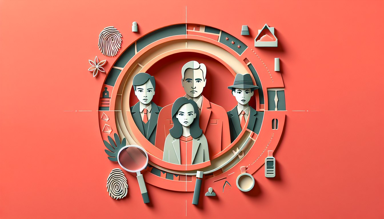 Paper art illustration for NCIS character quiz on a coral background