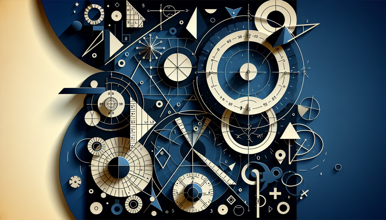 Paper art promoting Degrees Demystified, a geometry quiz for high school students.