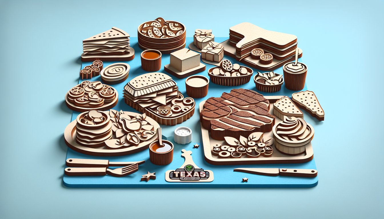 Paper art quiz illustration on Texas Roadhouse menu knowledge test on sky blue background