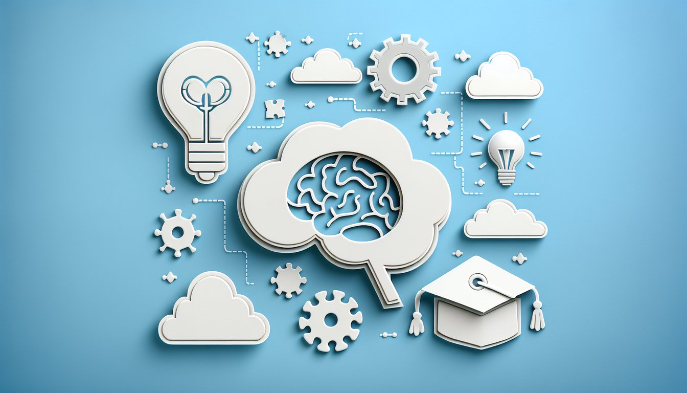Paper art illustration for smart test quiz on a sky blue background