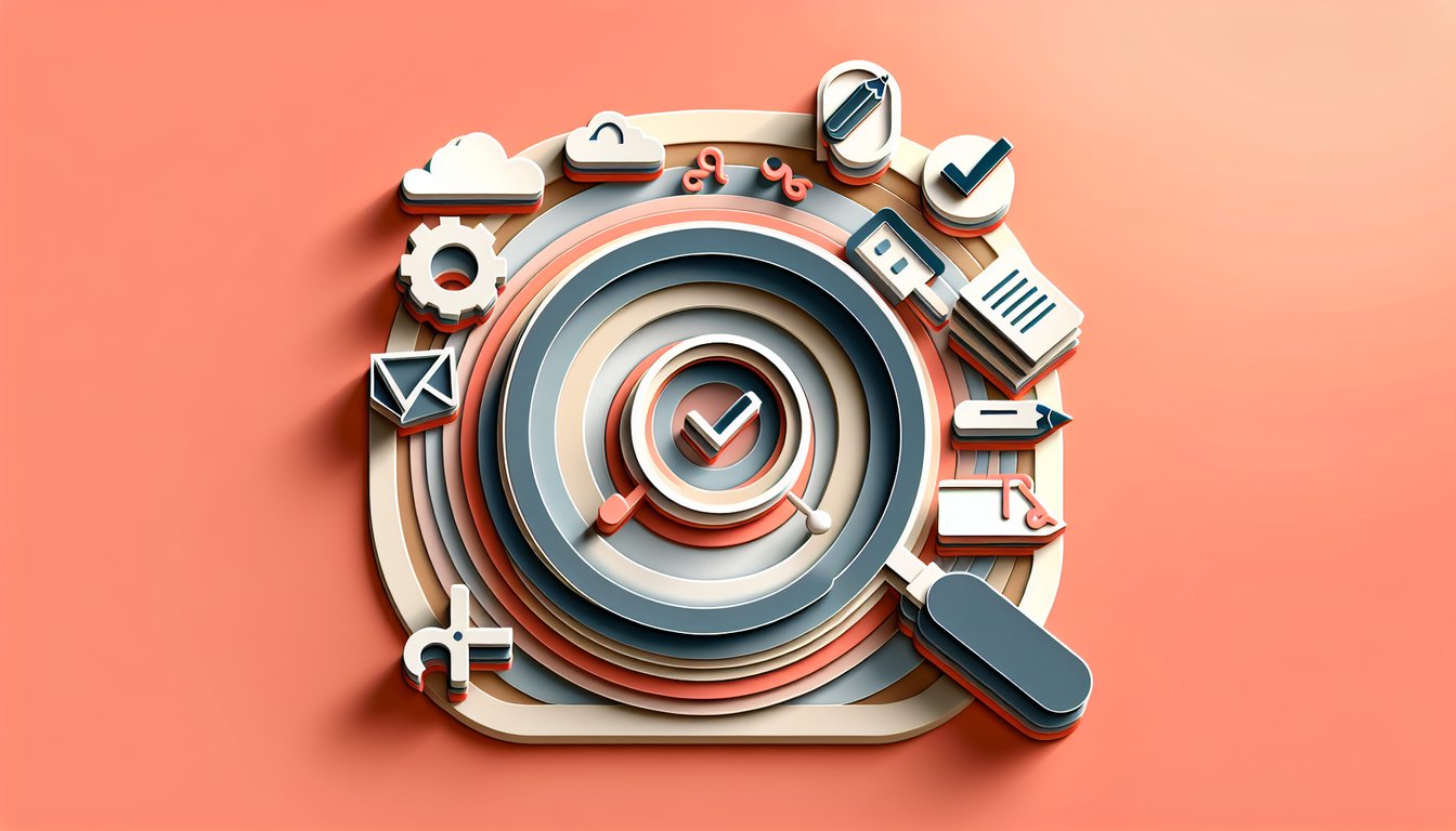 Paper art illustrating a plural nouns quiz on a coral background
