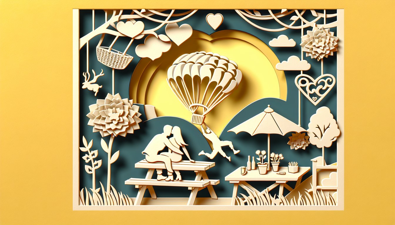 paper art heart cutouts playful shapes on golden yellow background for What Kind of Boyfriend Are You quiz