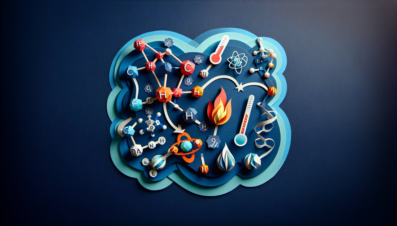 Paper art depicting a trivia quiz for high school physics students on thermodynamics and heat transfer