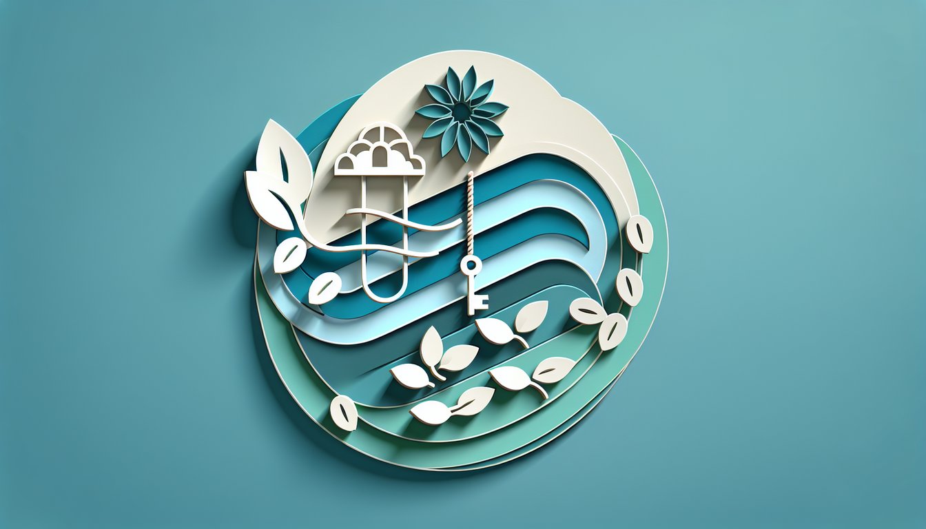 Paper art illustration for free conflict resolution style quiz on teal background