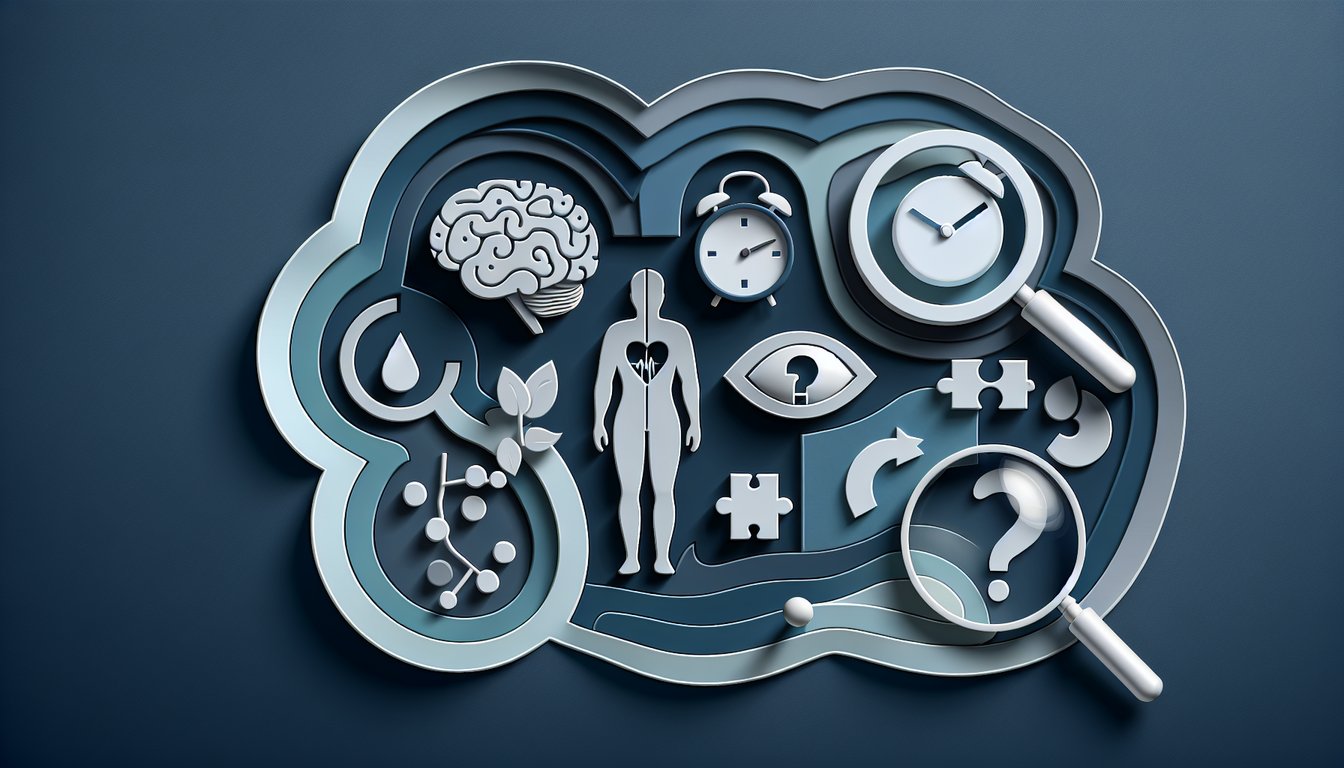 Paper art illustration for hypochondriac test quiz on dark blue background