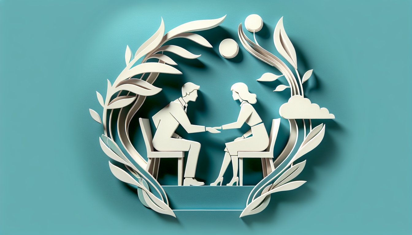 Paper art illustration for quiz about relationship issues on a teal background