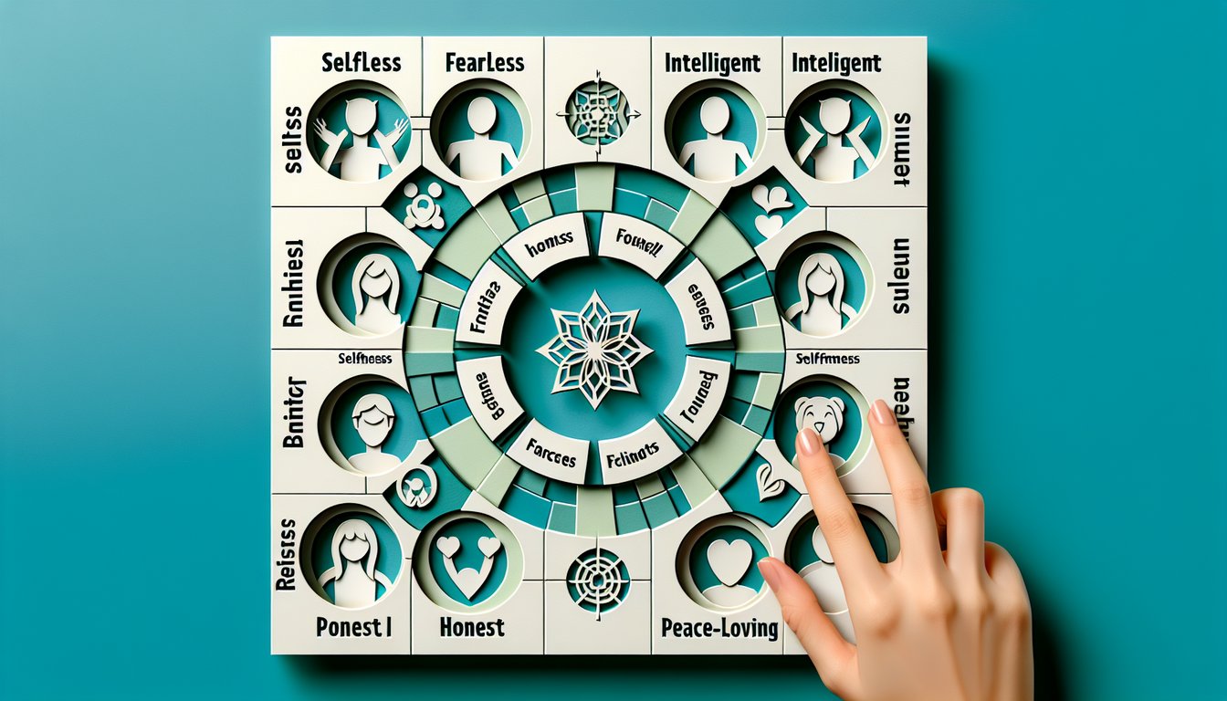 Paper art illustration with silhouettes for Abnegation Dauntless Erudite Candor Amity quiz on teal background