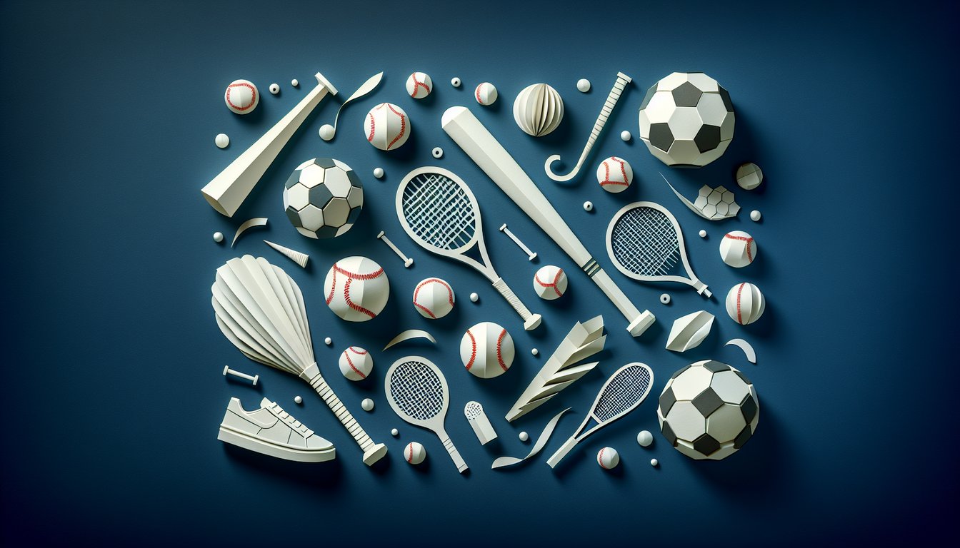 Colorful paper art depicting elements of a weekly sports team trivia quiz