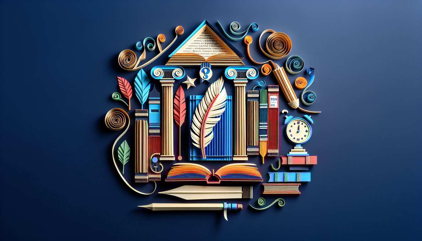 Paper art promoting American Literature EOC Edge practice quiz for high school students.