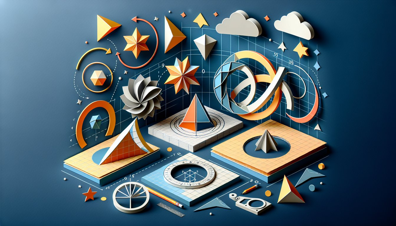 Paper art illustrating a trivia quiz on Off-Target Transforms for high school math students.