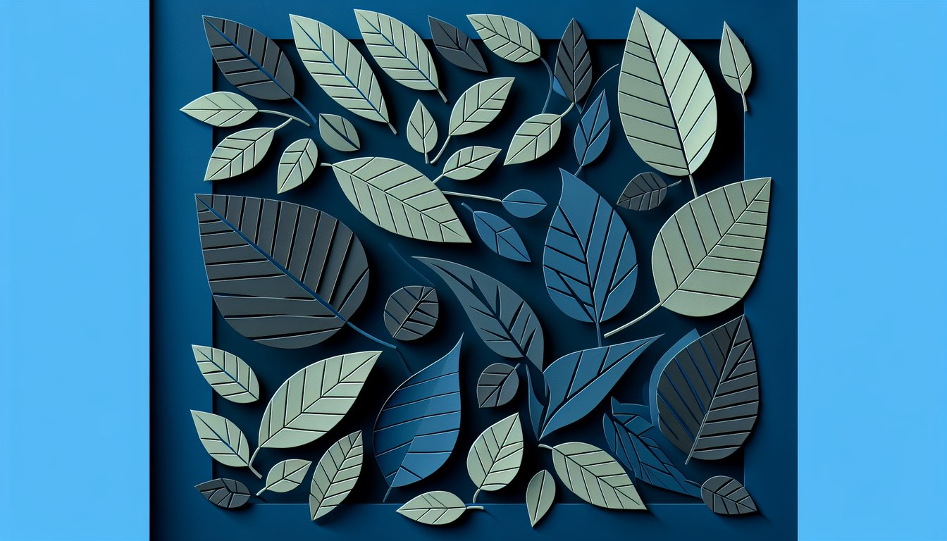 Paper art illustration for leaf genotype quiz featuring reniform and deltoid leaf shapes on dark blue background