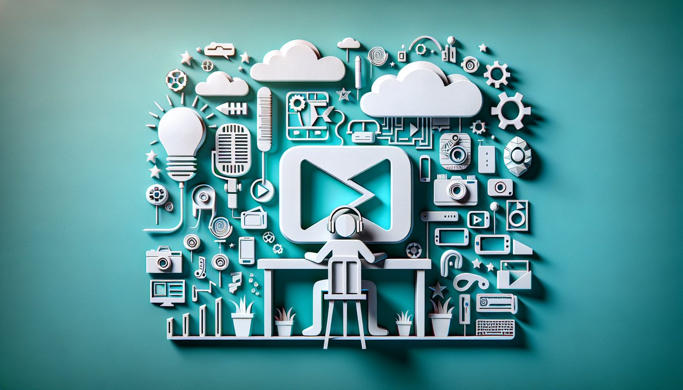 Paper art quiz illustration with layered cutout shapes on teal background celebrating popular YouTubers and trivia