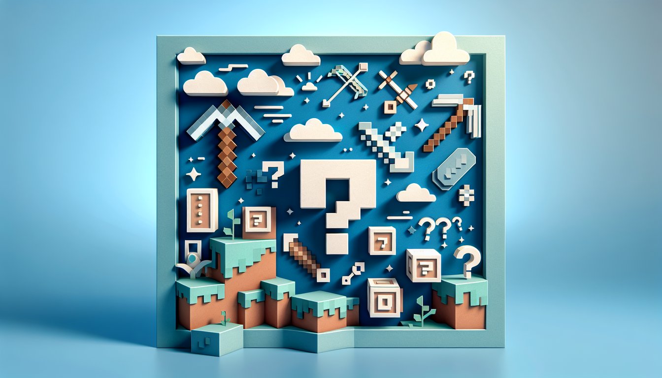 Paper art illustration for LaurenzSide quiz featuring Minecraft and gaming trivia on sky blue background