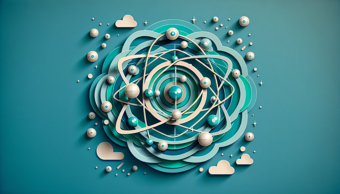 Paper art showing electron shells and orbitals highlighting ground vs excited state quiz on teal background