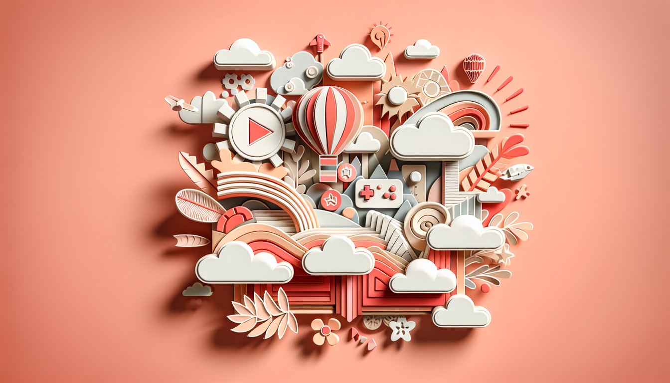 Paper art style illustration on coral background with open book pencil lightbulb and checkmark icons for vocabulary quiz