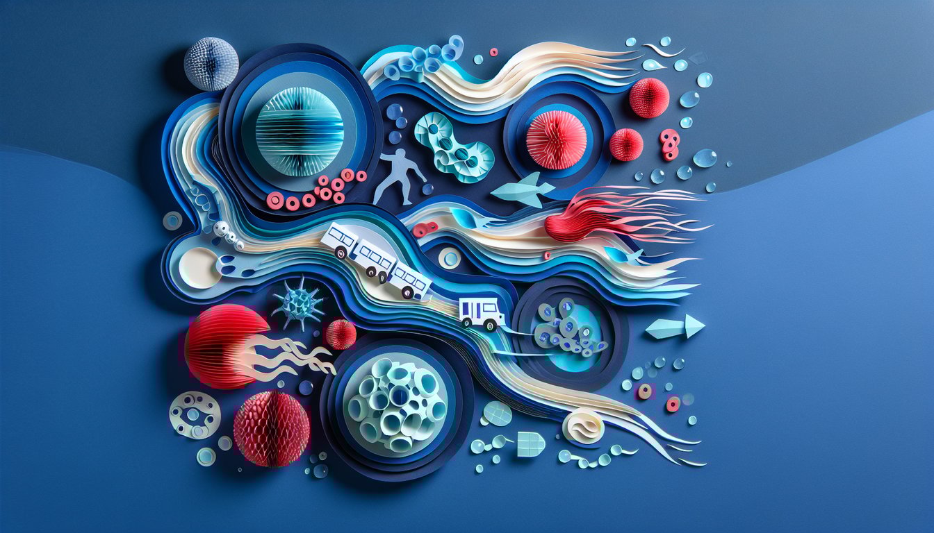 3D voxel art depicting concepts from Transport and Flow in Bioengineering course