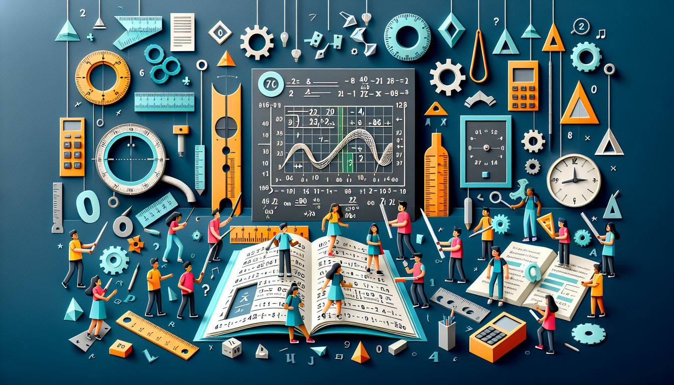 Colorful paper art promoting Dimensional Analysis Challenge quiz for high school students.
