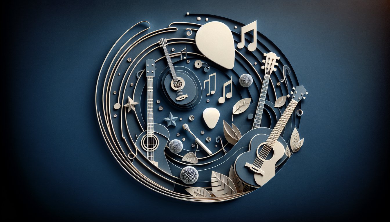 3D voxel art showcasing a detailed guitar course representation