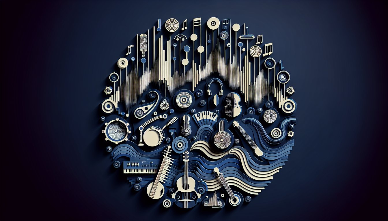 3D voxel art representing the Musical Acoustics course with high-quality graphics