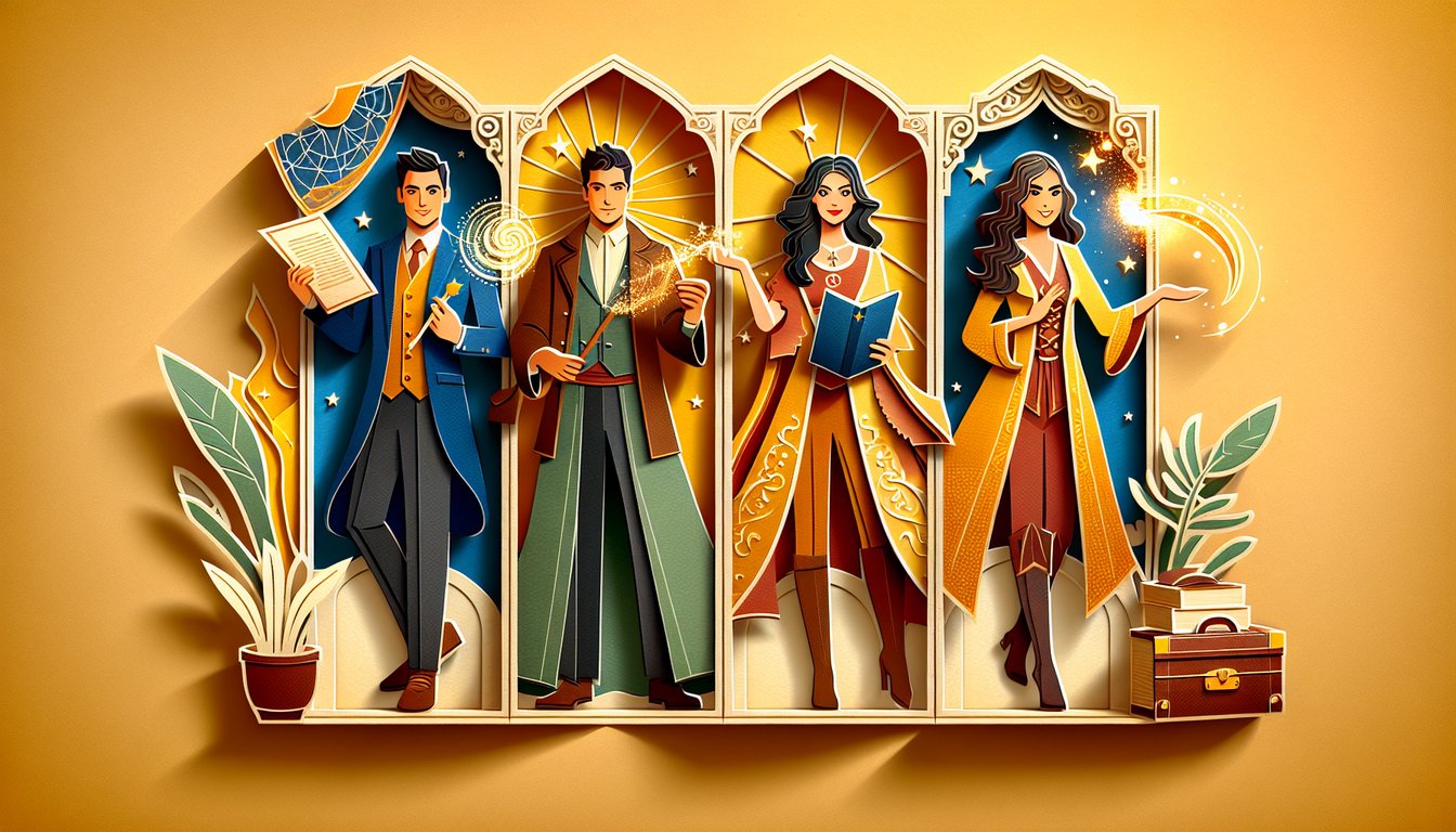 paper art magic wand crystal ball silhouettes hint at Charmed personality quiz on golden yellow background