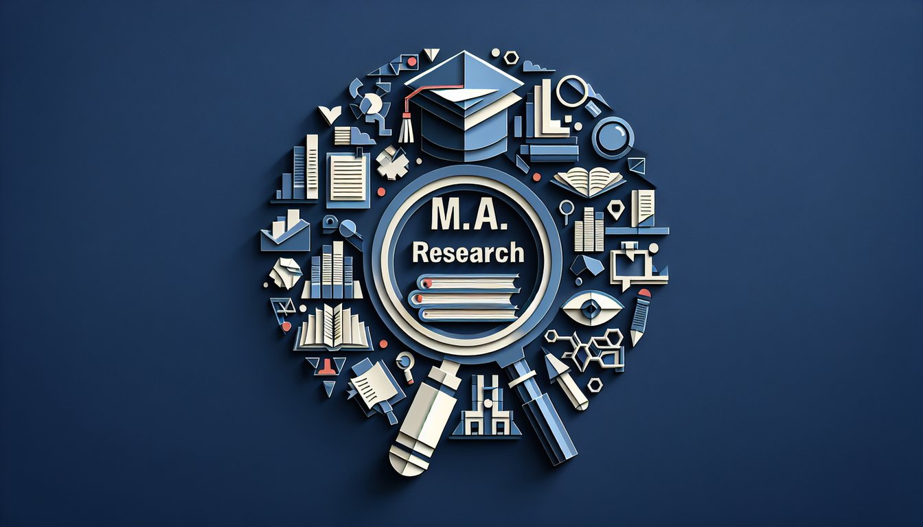 3D voxel art showcasing M.A. Research course in high quality