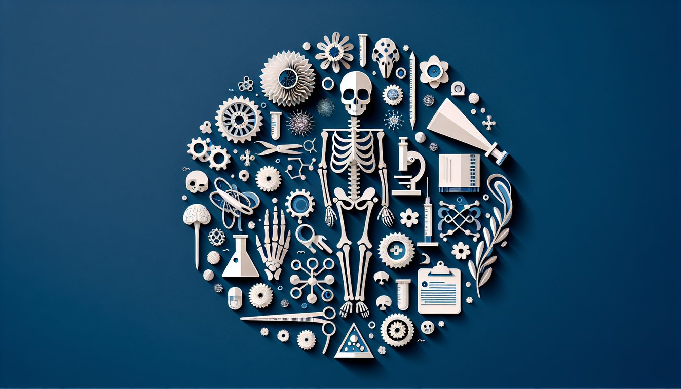 Paper art promoting Bone Up Challenge, a trivia quiz for high school biology students on the skeletal system.