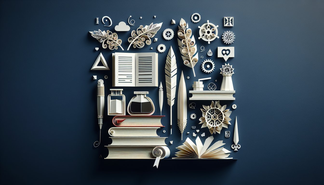 Colorful paper art depicting elements of English Vocabulary and Grammar Unit Test quiz.