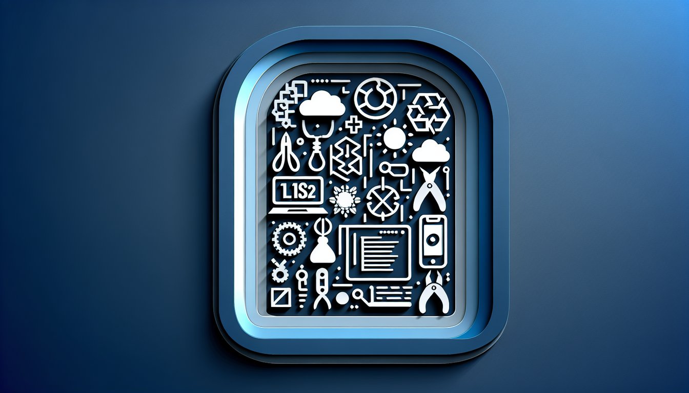 Paper art quiz illustration with Linux and Unix icons distributions commands remote tools on dark blue background