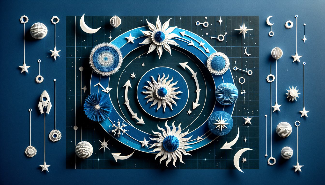 Paper art depicting Stellar Life Cycle Quiz for high school students.