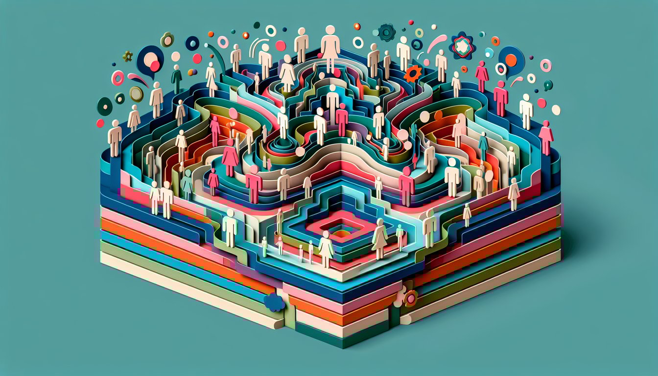 Paper art illustration for personality quiz on teal background
