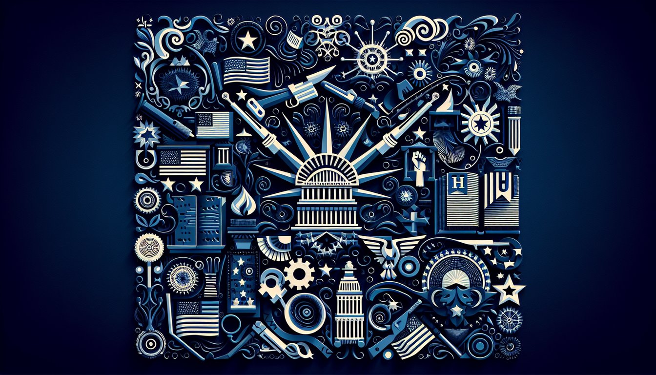 Colorful paper art promoting a high school trivia quiz on the Bill of Rights.