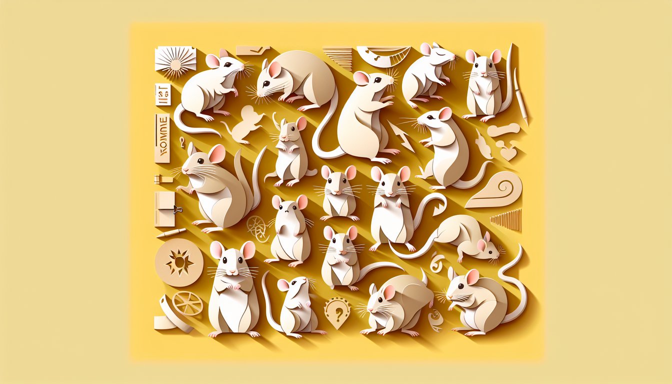 Paper art gerbil figures and playful text promoting free gerbil personality quiz on golden yellow background