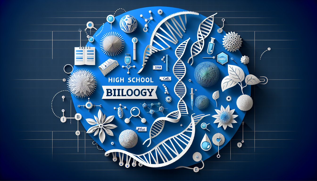 Colorful paper art promoting Bio Midterm Bonanza, a high school biology trivia quiz.