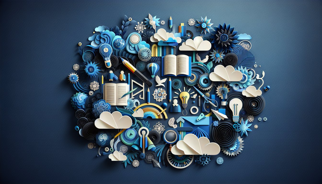 Paper art illustrating a trivia quiz challenging high school students literary concepts understanding.