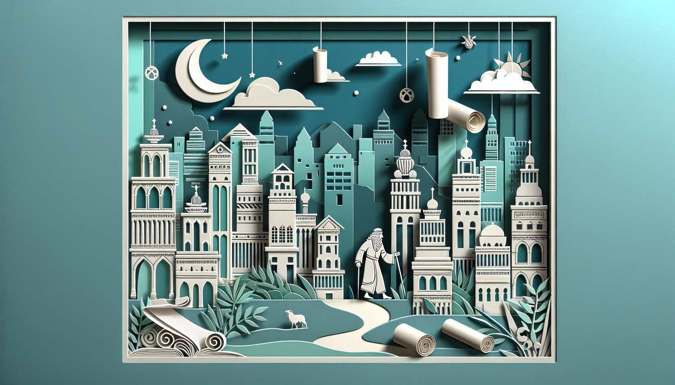 Paper-cut style quiz design with Book of Habakkuk first question prompt on teal background.