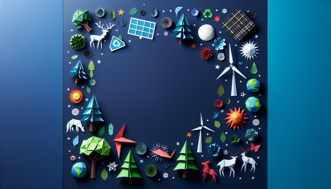 Colorful paper art displaying questions for Environmental Awareness Trivia Quiz.