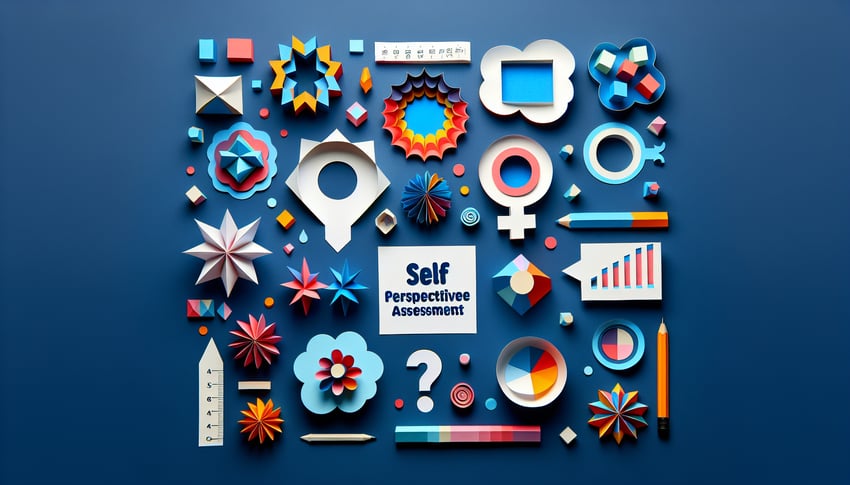 Colorful paper art depicting a quiz on Self Perspectives Assessment