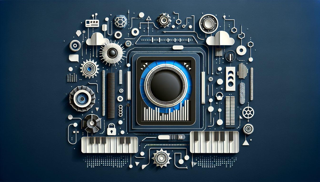 Colorful paper art depicting elements related to Techno Music Trivia Quiz